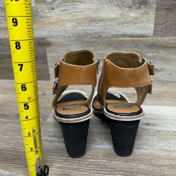 Dolce Vita Cambria Lethar Brown/Cream Open Toe Wedge Heels Women's Size 8 - Picture 3 of 6